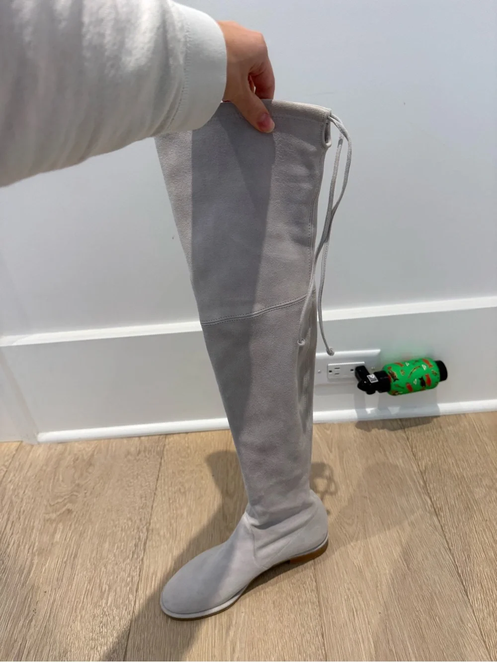 Stuart Weitzman Over-the-Knee Suede Boots in Pale Gray